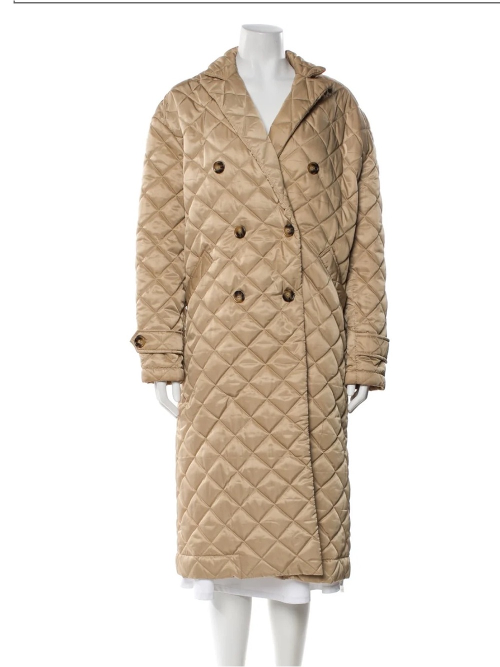 Rebecca Minkoff Double Breasted
Quilted Long Tan Duster Coat sz L
